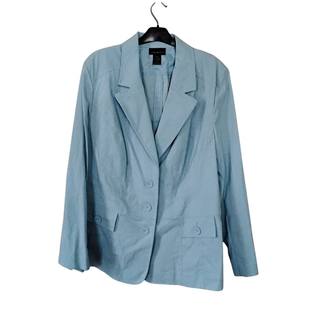 Lane Bryant Womens Light Blue Three Button Blazer Jacket Plus Size 18/20 Stretch